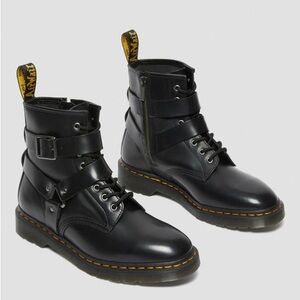 New Dr. Martens Harness Lace Up Lug Sole Leather Chelsea Boots with Zippers